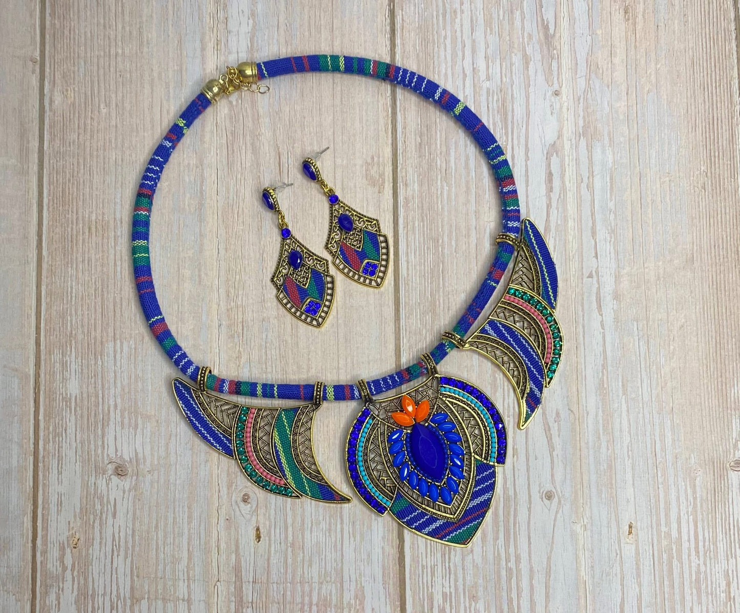 Bohemian Necklace & Earring Set - Blue