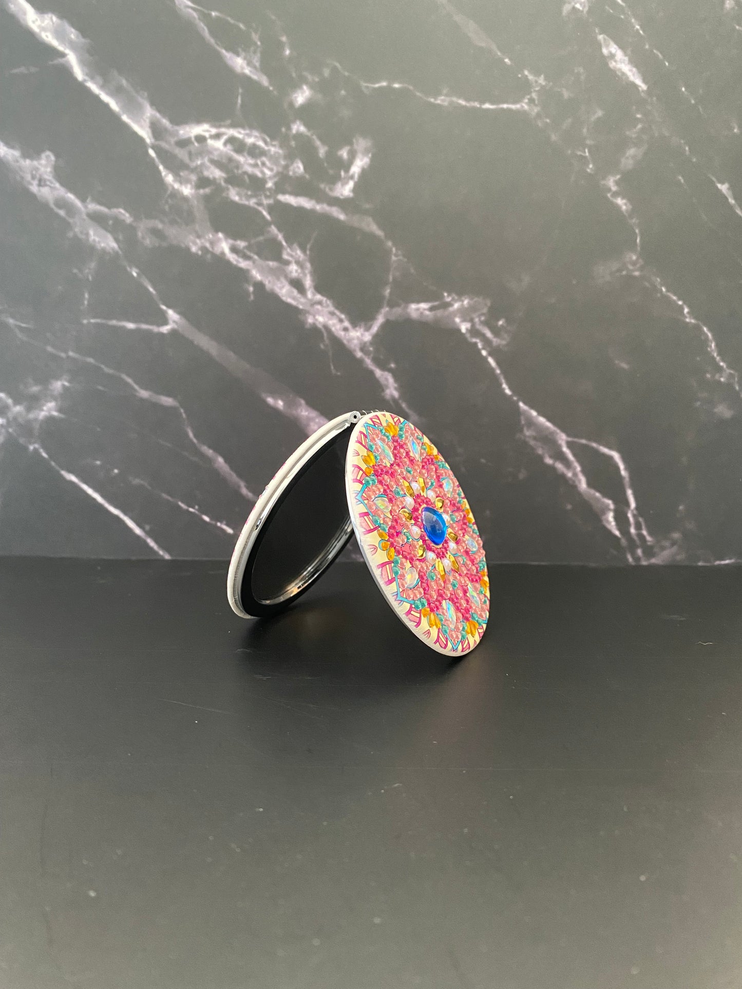 Rhinestone Round Pocket Mirror
