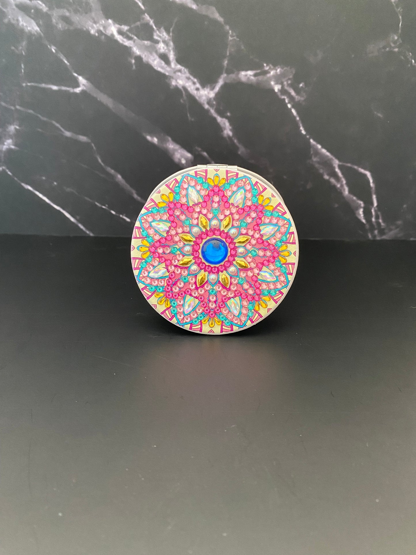 Rhinestone Round Pocket Mirror