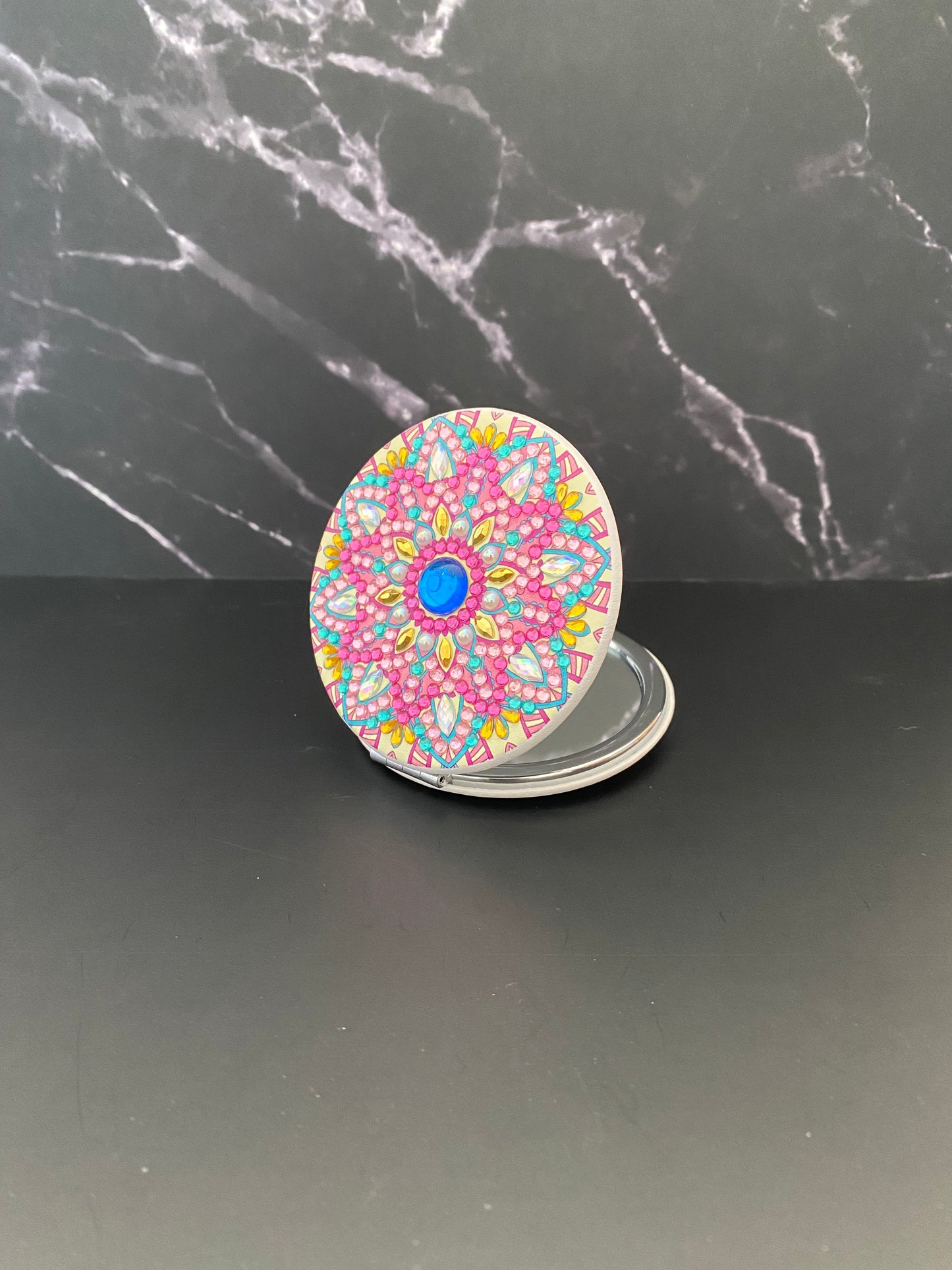 Rhinestone Round Pocket Mirror