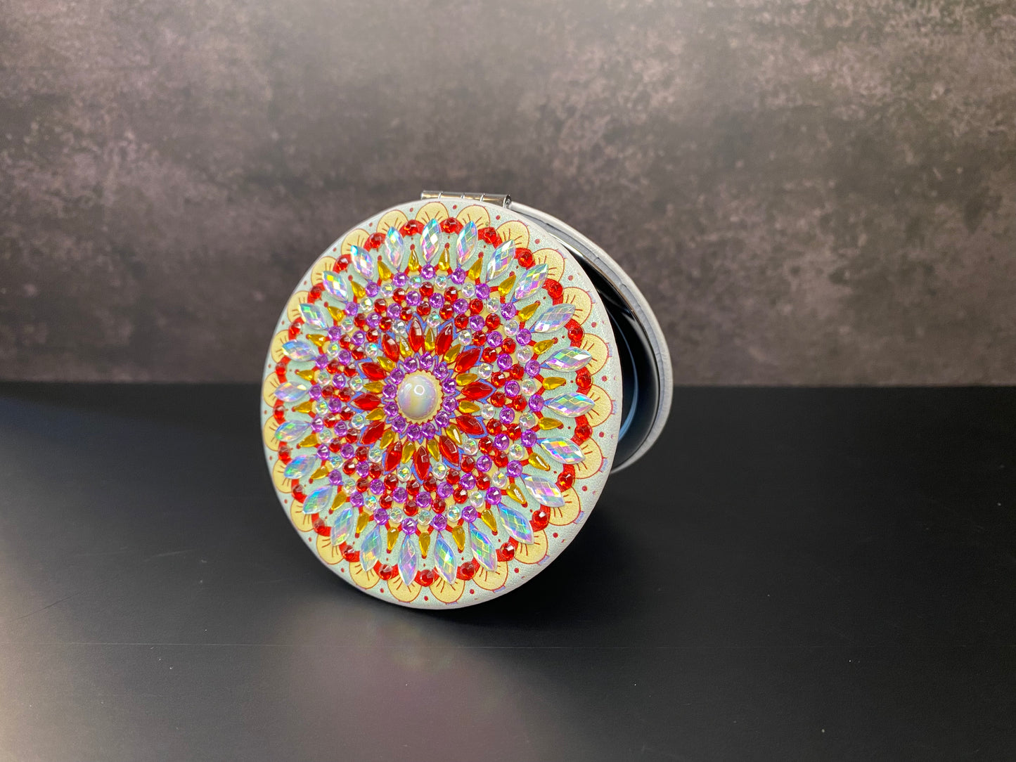 Rhinestone Round Pocket Mirror