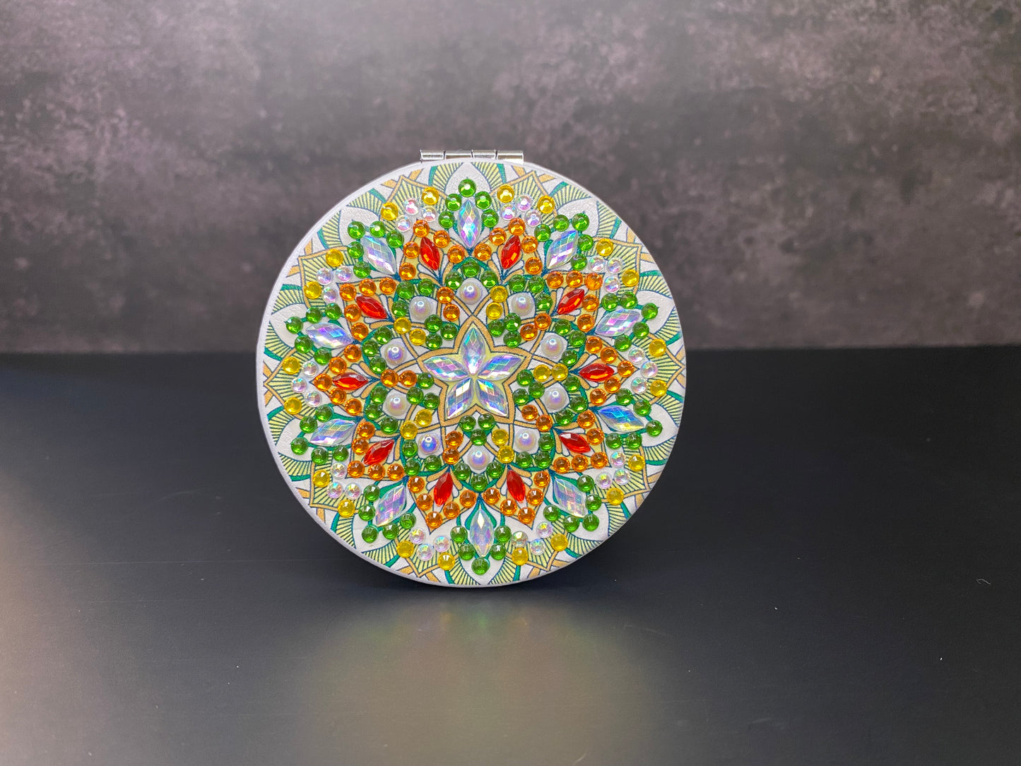 Rhinestone Round Pocket Mirror