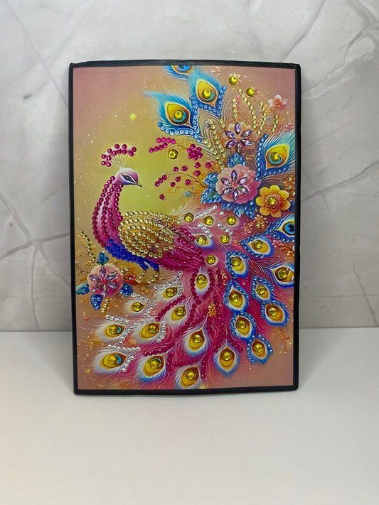 Faux Leather Notebook - Pink Peacock