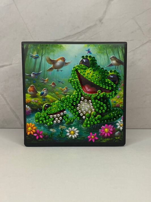 Faux Leather Notepad Box - Green Frog