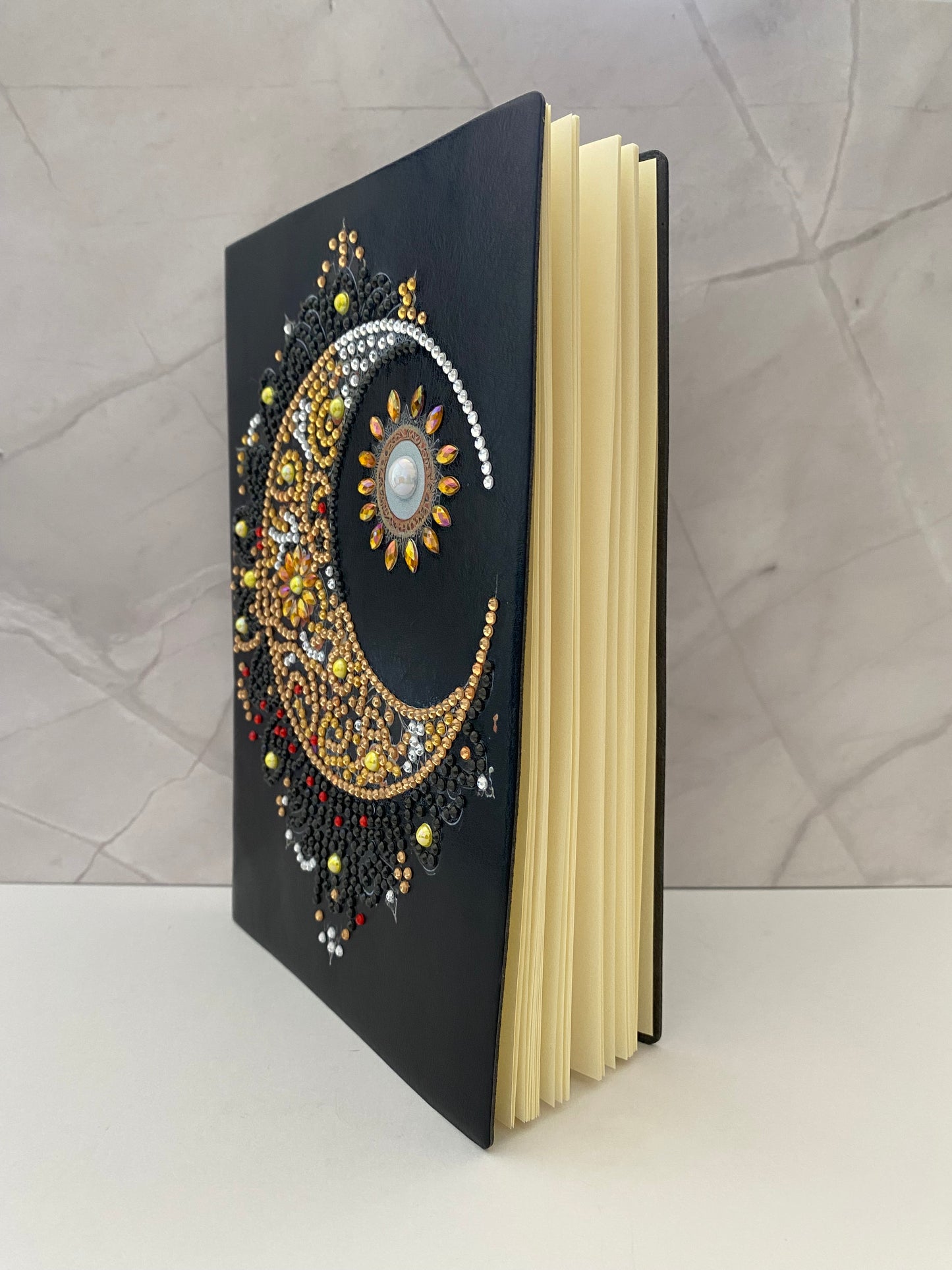 Faux Leather Notebook - Gold Moon