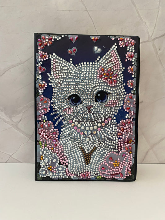 Faux Leather Notebook - White Kitten